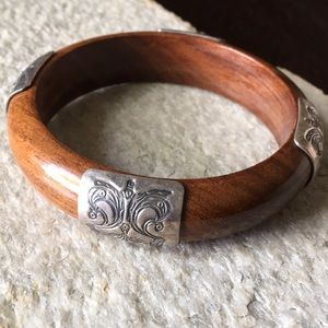 Silpada B1490 Wood and Sterling Silver Bangle